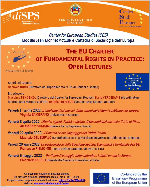 UNISA: Ciclo di Seminari sulla Carta Europea dei Diritti Modulo Jean Monnet